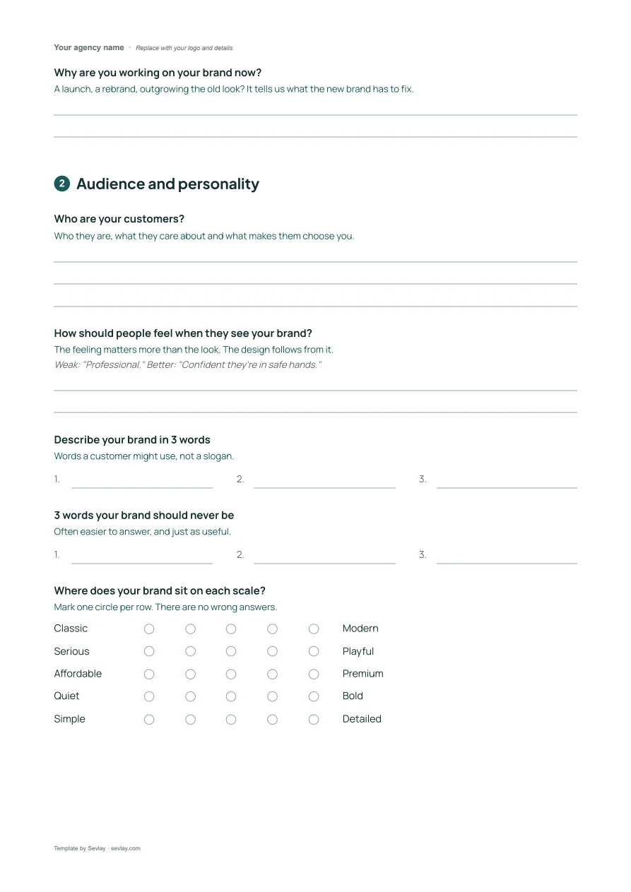 Free Branding Questionnaire Template, page 2 of 4