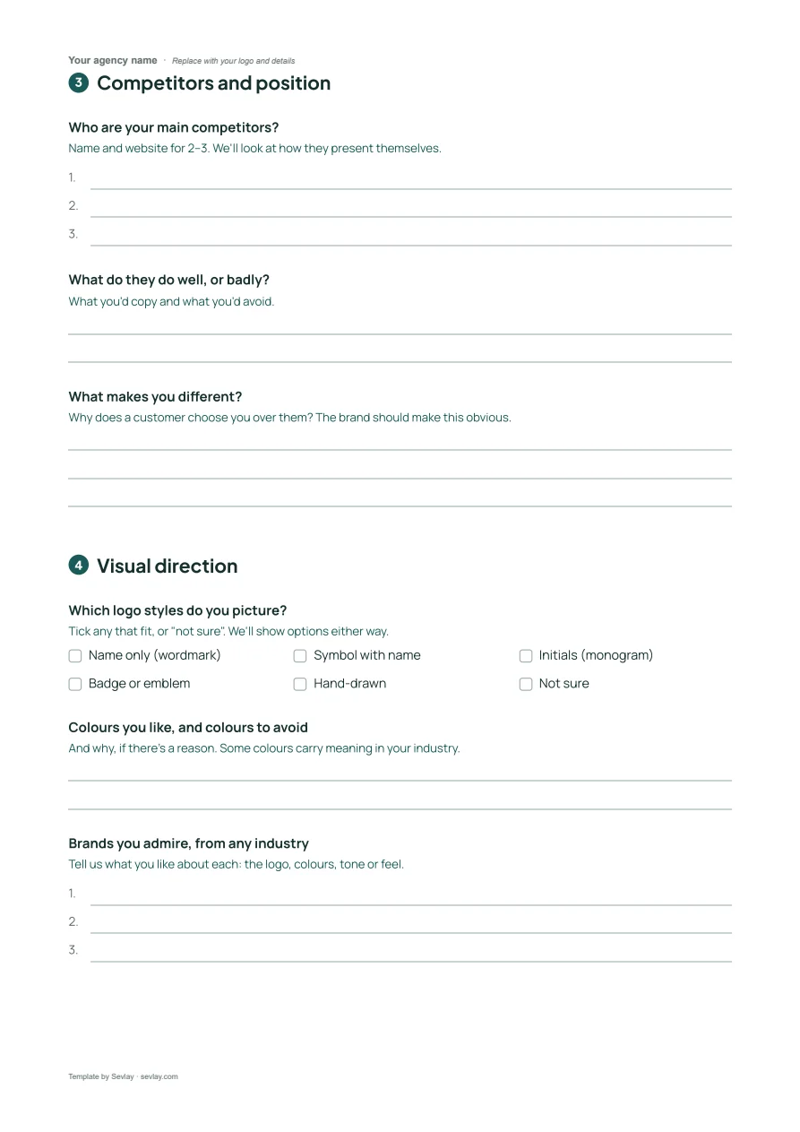 Free Branding Questionnaire Template, page 3 of 4