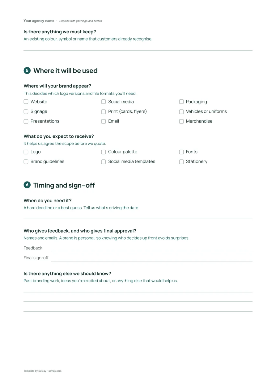 Free Branding Questionnaire Template, page 4 of 4