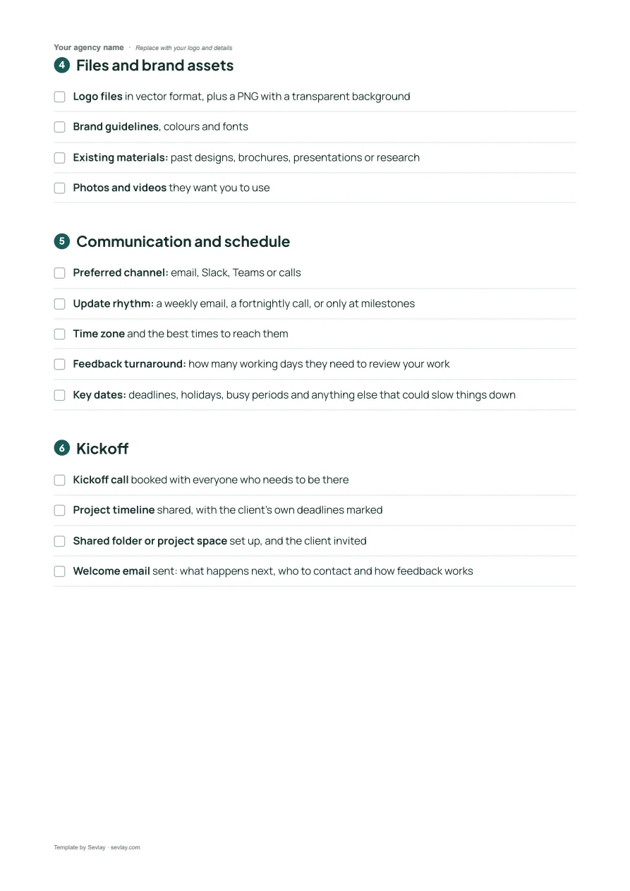 Free Client Onboarding Checklist Template, page 2 of 2