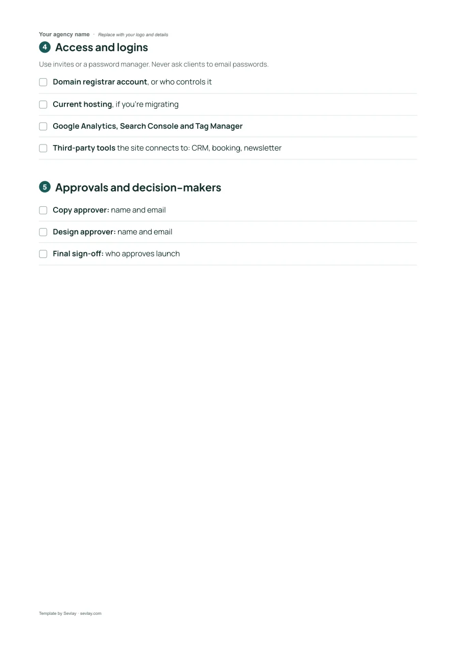 Free Website Content Checklist Template, page 2 of 2
