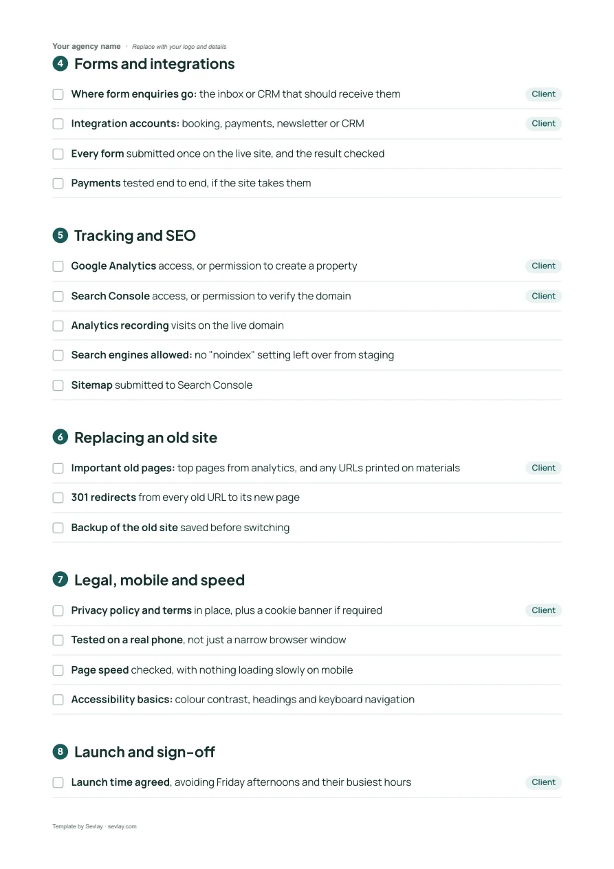 Free Website Launch Checklist Template, page 2 of 3